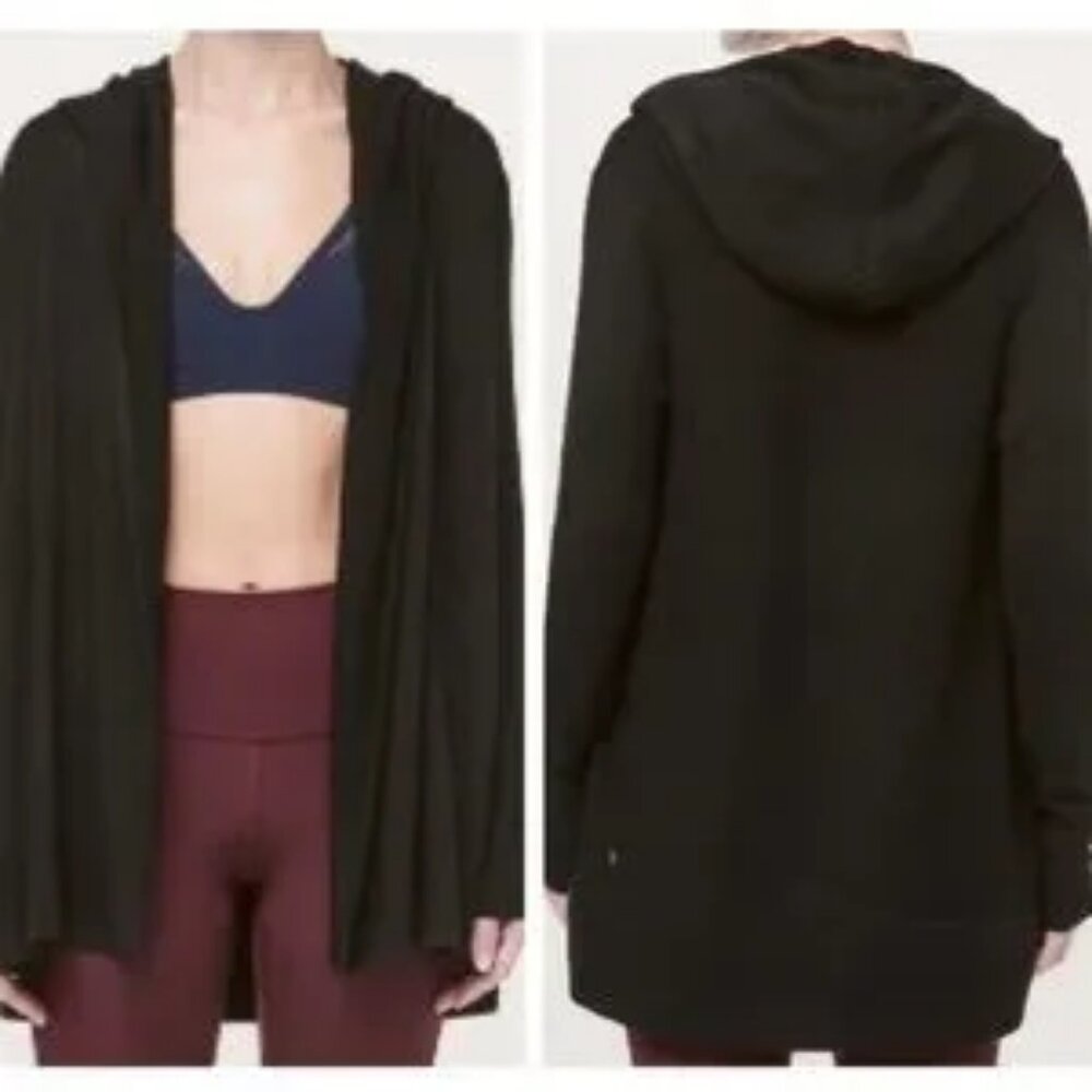lululemon athletica Black Hooded Open-Front Cardigan